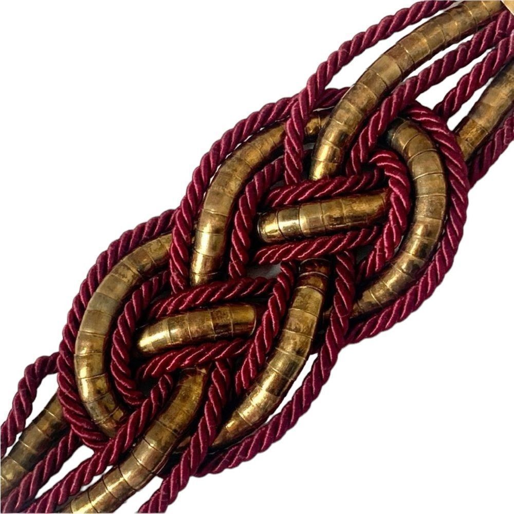 2 Chic Burgundy and Bronze Statement Bracelet